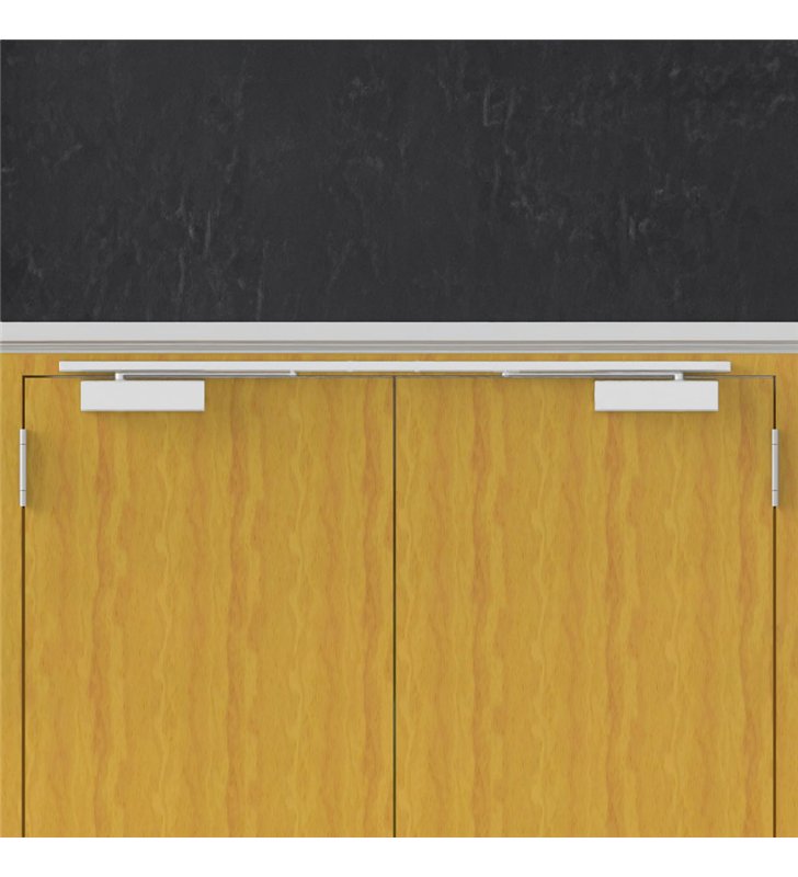 Bandeau Ferme portes double à force réglable 1 à 3 tirant gauche blanc Ensemble 2 Vantaux