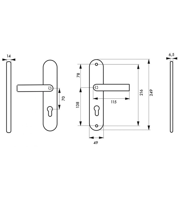 Paire de poignées de porte d’entrée blindée en aluminium cylindre européen Bricard Osmose