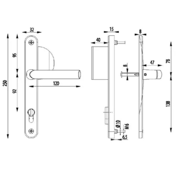 Paire poignée blindée de porte Bricard Bricard Osmose béquille aileron plaque étroite aluminium 250 mm