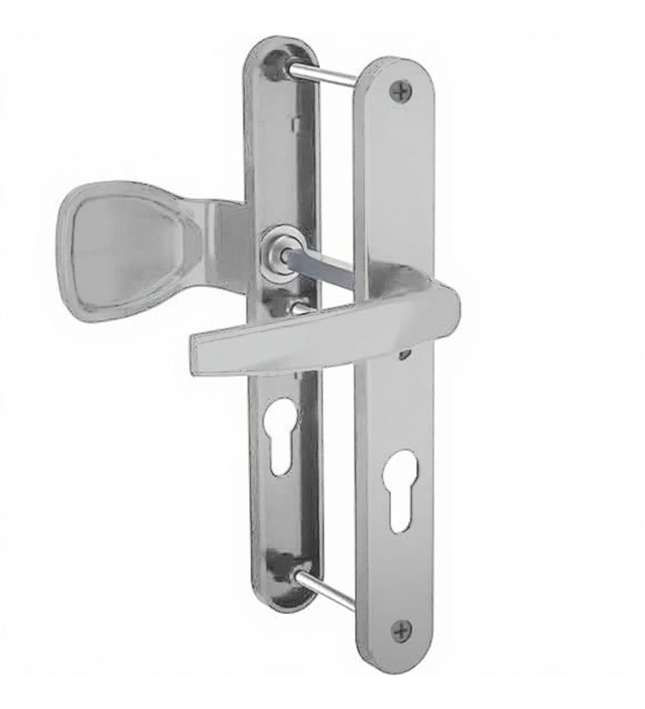 Paire de poignées étroite béquille et aileron aluminium Bricard Emetal 233 mm porte d’entrée a cylindre
