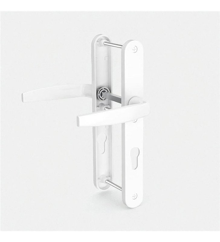 Paire de poignées étroite béquille blanc 233 mm Ensemble pour porte d’entrée Bricard Emetal