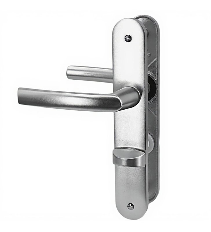 Paire de poignées de porte toilette plaques en aluminium 234 mm verrou voyant condamnation