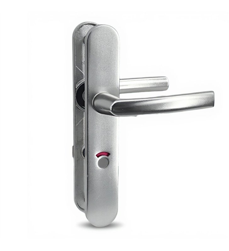 Paire de poignées de porte toilette plaques en aluminium 234 mm verrou voyant condamnation