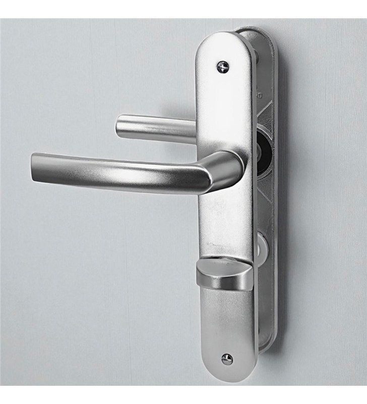 Paire de poignées de porte toilette plaques en aluminium 234 mm verrou voyant condamnation