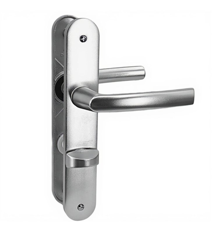 Paire de poignées de porte toilette plaques en aluminium 234 mm verrou voyant condamnation