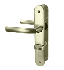 Paire de poignée porte toilette champagne aluminium à condamnation avec voyant 234 mm Bricard
