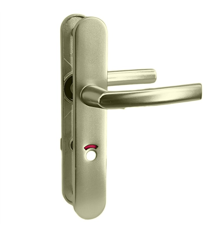 Paire de poignée porte toilette champagne aluminium à condamnation avec voyant 234 mm Bricard