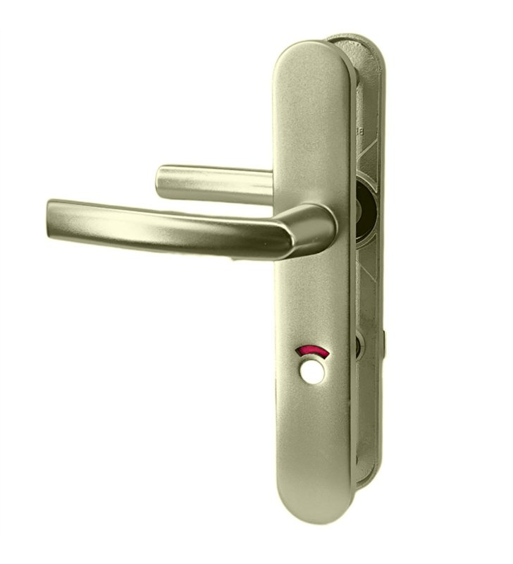 Paire de poignée porte toilette champagne aluminium à condamnation avec voyant 234 mm Bricard