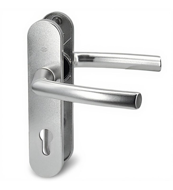 Paire de poignées blindées sur plaques aluminium 190 mm pour porte intérieur sans clés Bricard Osmose