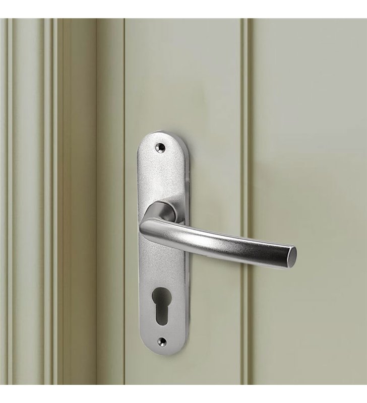 Paire de poignées blindées sur plaques aluminium 190 mm pour porte intérieur sans clés Bricard Osmose