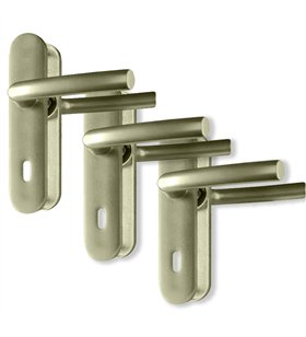 Lot 3 Paires de poignées porte Ensemble sur plaques aluminium 190 mm béquille Bricard Osmose