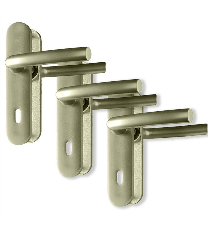 Lot 3 Paires de poignées porte Ensemble sur plaques aluminium 190 mm béquille Bricard Osmose