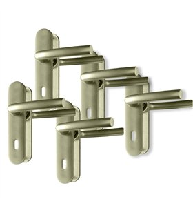 Lot 5 Paires poignées de porte sur plaques aluminium 190 mm béquille Ensemble Bricard Osmose