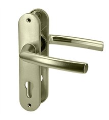 Paire de poignées de porte intérieur sur plaques aluminium blindé 190 mm cylindre Bricard Osmose