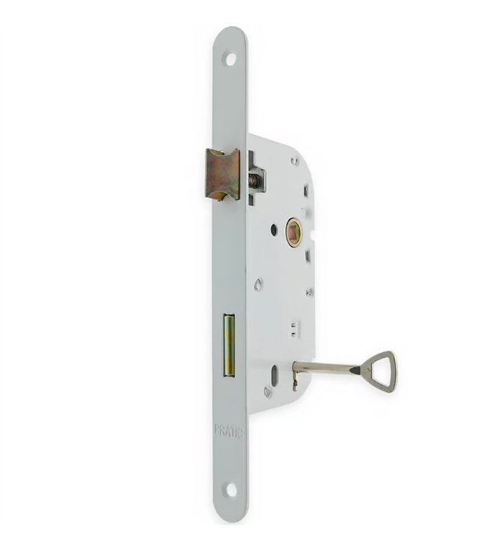 Serrure à encastrer porte de chambre Bricard axe 50 mm bout rond réversible