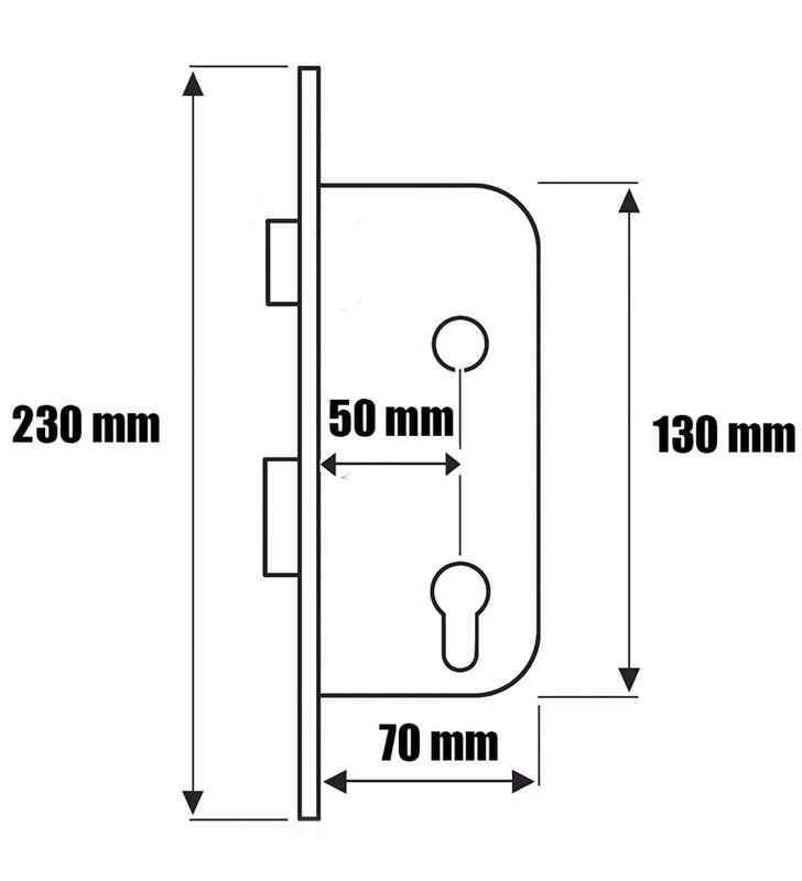 Serrure à encastrer porte de chambre Bricard axe 50 mm bout rond réversible