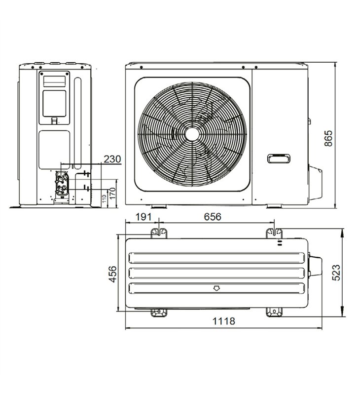 Pompe a chaleur bibloc monophasé air eau réversible MIDEA avec ballon ECS intégré 240L