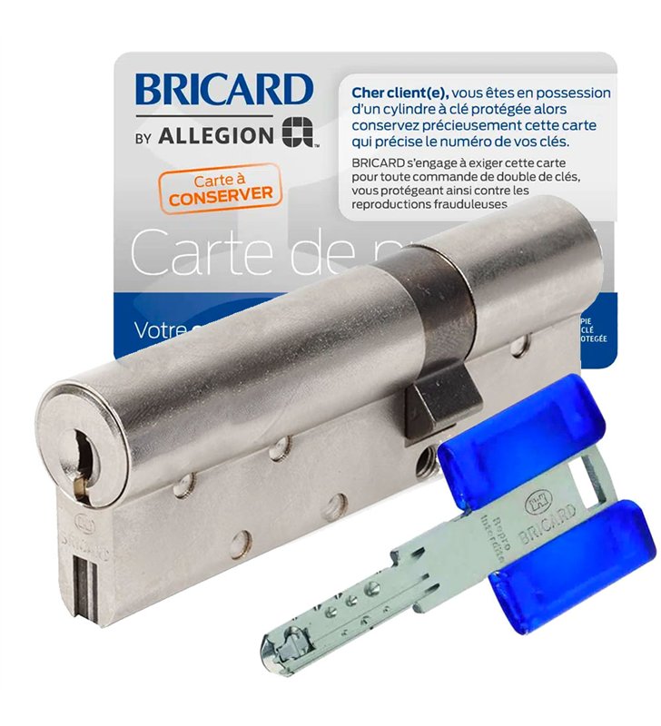 Cylindre serrure 30 x 60 mm CHIFRAL S2 A2P 1 debrayable 4 clés et carte BRICARD