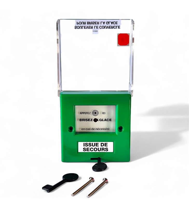 Boitier bris de glace vert 1 contact exiDOM 400 déclencheur manuel pour issue de secours