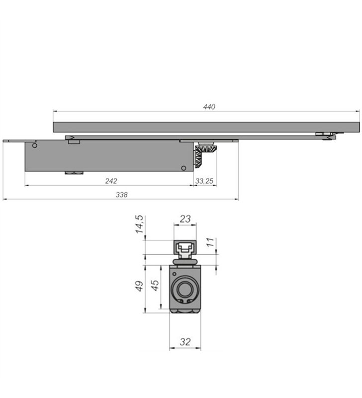 Ferme porte hydraulique encastré et Reversible DOM Insert 7500 bras glissière EN2 à EN4 80 kg