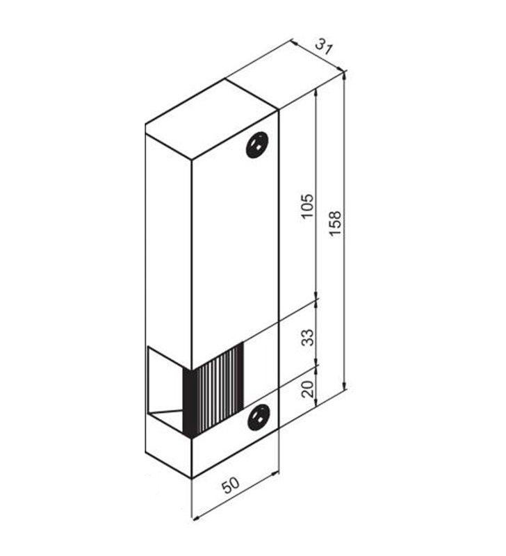 Gache électrique en applique 12V serrure verticale contact stationnaire 158 mm droit Beugnot 7
