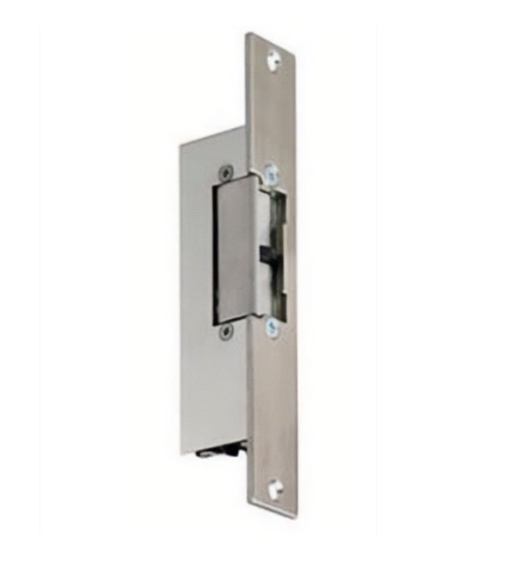 Gache électrique à encastrer 12V réversible 107 mm à émission et micro contact Beugnot 500