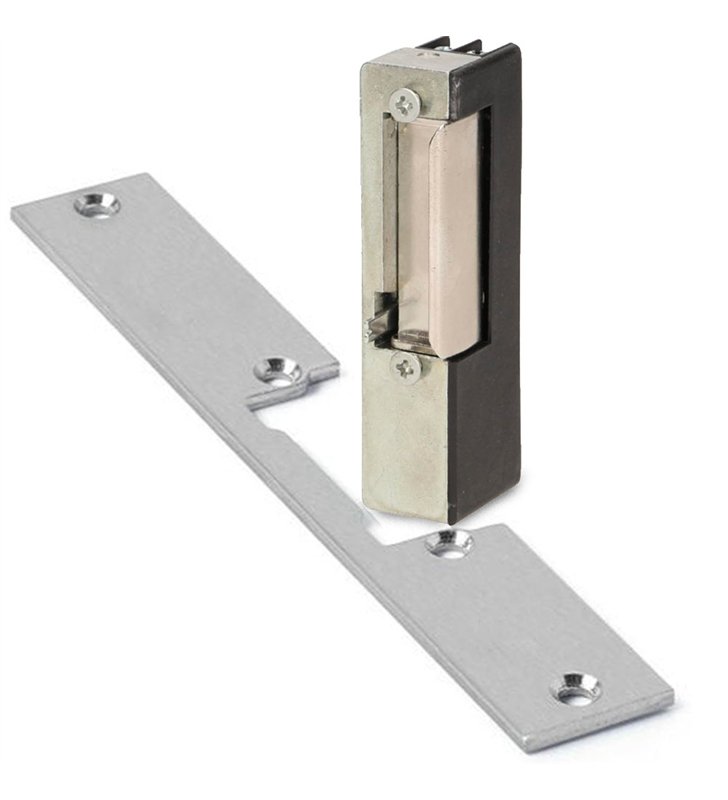 Gache éléctrique à émission et tetière 12 V serrure verticale 88 mm portes droite Beugnot A