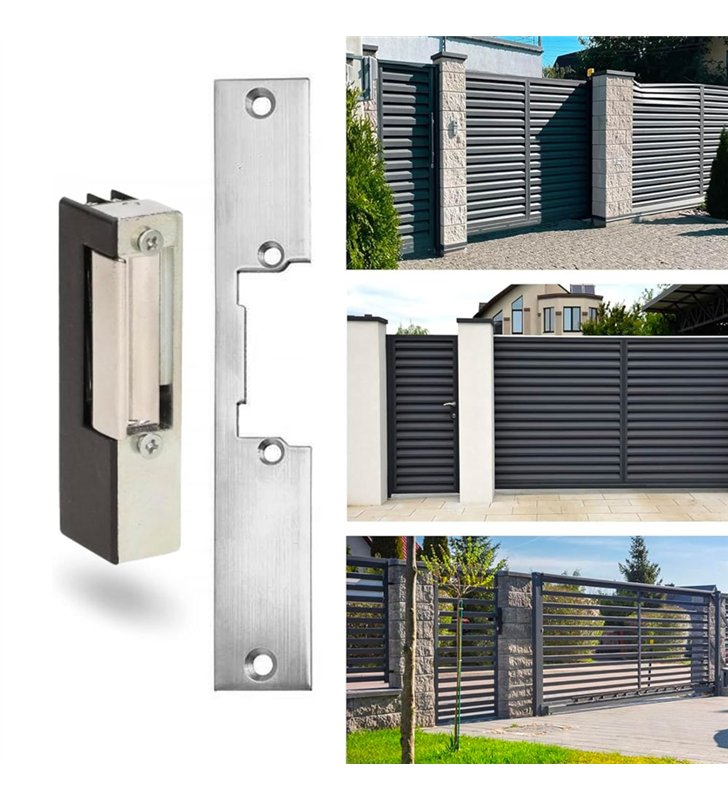 Gache éléctrique à émission et tetière 12 V serrure verticale 88 mm portes droite Beugnot A