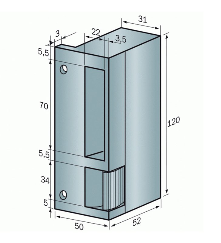 Gache électrique en applique à émission Beugnot 120 mm 24V gauche tirant pour serrure verticale