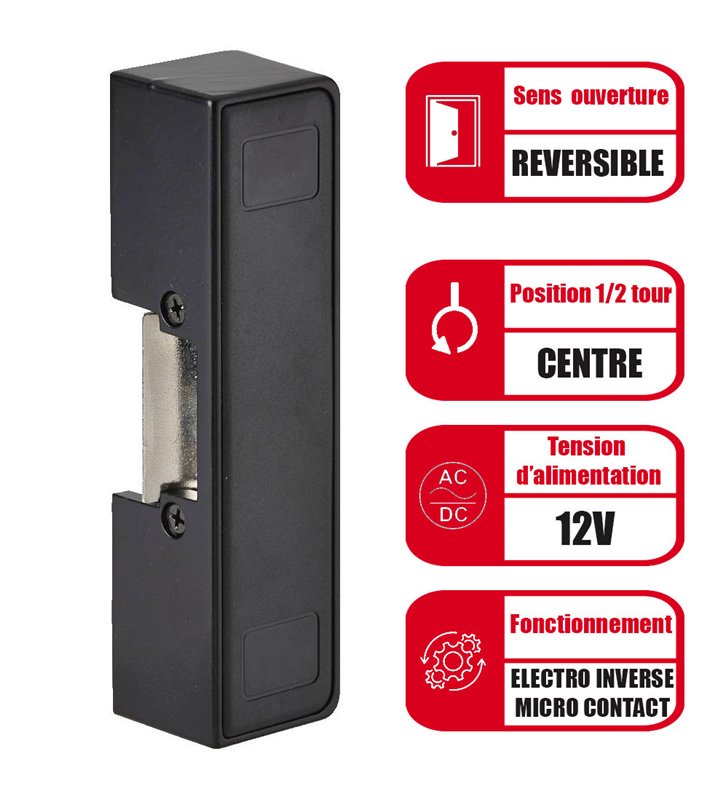 Gache électrique réversible 12V serrure anti-panique électro inversé micro contact Beugnot P