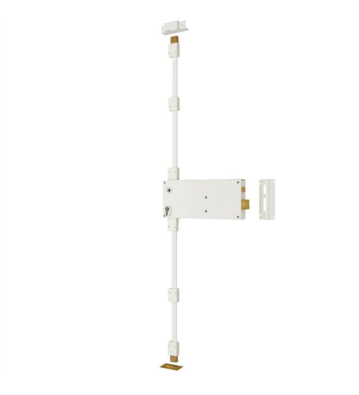 Serrure en applique verticale Gauche à fouillot blanc DOM axe 300mm 3 points accessibilité PMR