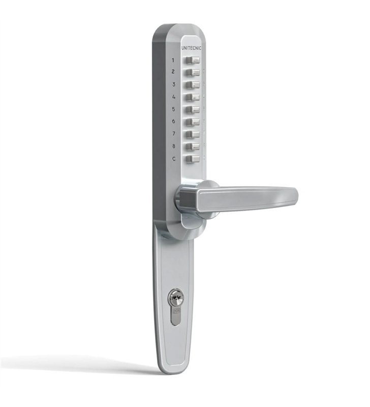 Serrure à code et clé mécanique en applique réversible et debrayable blanc Unitecnic 3300