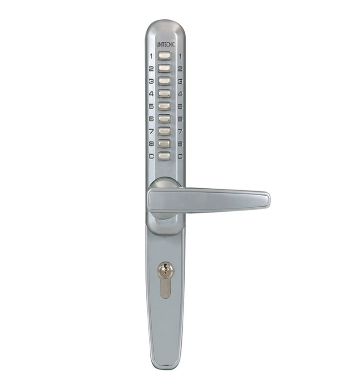 Serrure à code et clé mécanique en applique réversible et debrayable blanc Unitecnic 3300