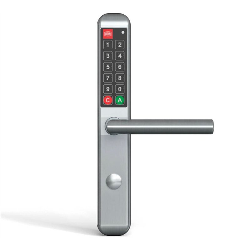 Poignée électronique à code Easykey DOM serrure inox porte intérieure sans clé entraxe 92 mm