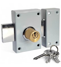 Verrou en applique double entrée pour porte principale DOM axe 45 mm 3 clés