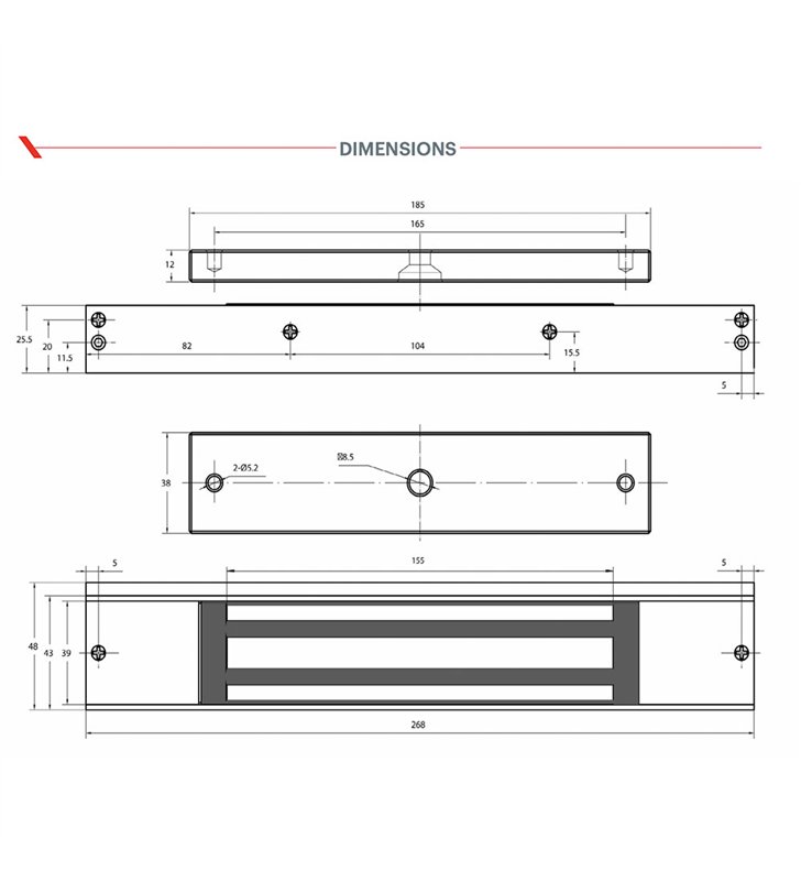 Ventouse magnétique Beugnot iGEM 1H 12/24 V Serrure en applique porte 300 Kg
