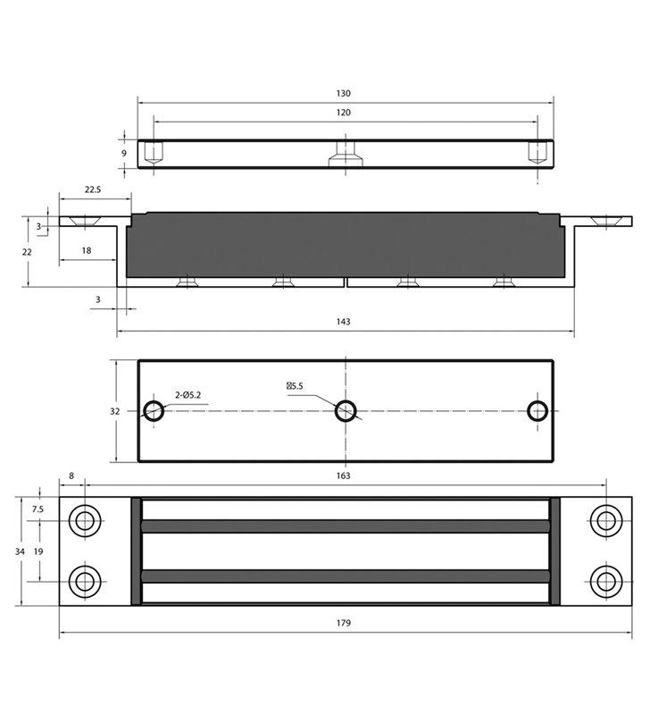 Ventouse magnétique encastrée Beugnot iGEM 30M controle porte d’accès signalisation 12/24 V