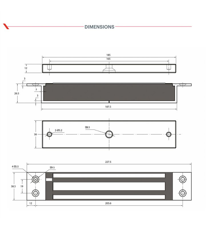 Ventouse magnétique Beugnot serrure electromagnétique encastrée 300 kg 24V/48V avec signal