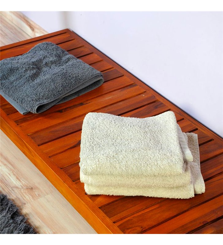 Ensemble meuble vasque miroir et banc japonais salle de bain Gempo 100 cm en bois teck naturel