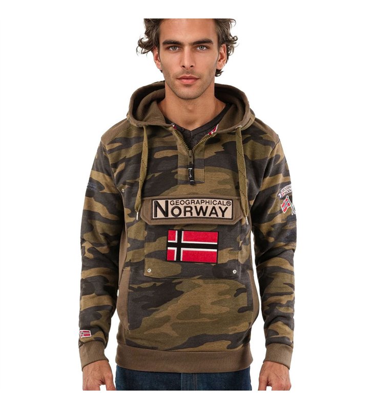Sweat à capuche millitaire pour Homme Geographical Norway Gymclass
