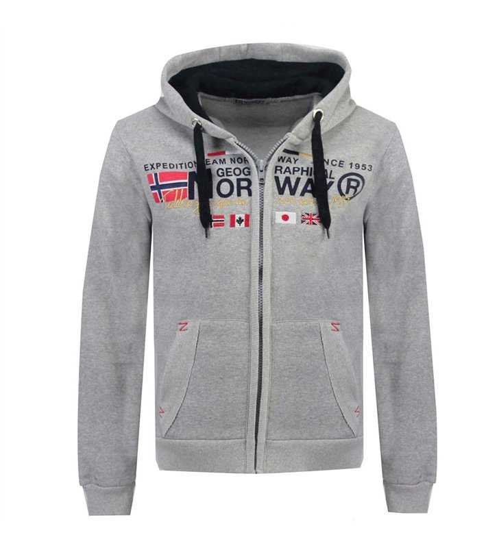Sweat Gris zippé Veste à capuche pour Homme Geographical Norway Taille S Galiator
