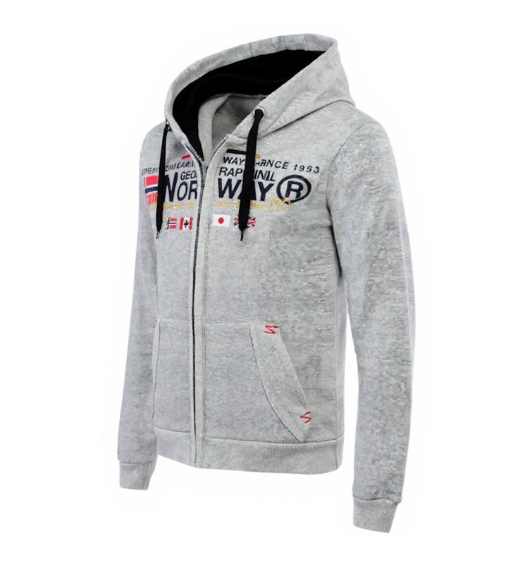 Sweat Gris zippé Veste à capuche pour Homme Geographical Norway Taille S Galiator