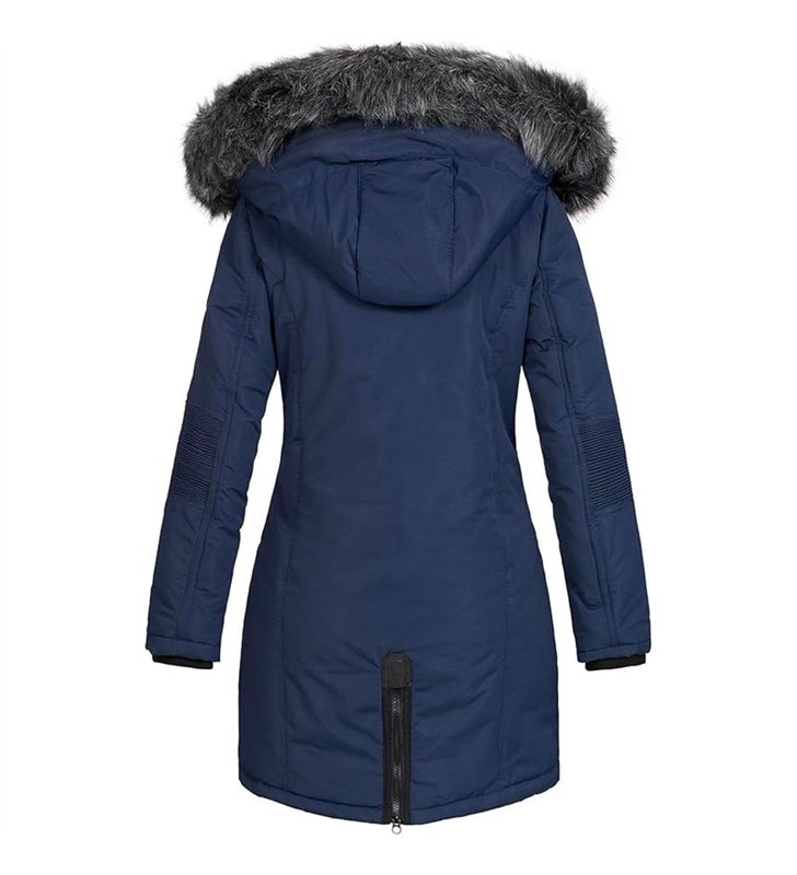 Veste Navy Bleu Manteau capuche à fourrure Parka Taille L Femme ANAPURNA