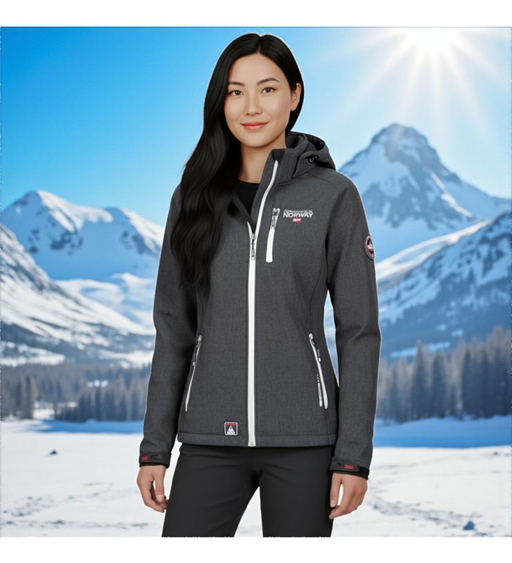 Veste softshell Femme Geographical Norway Tassima avec capuche amovible