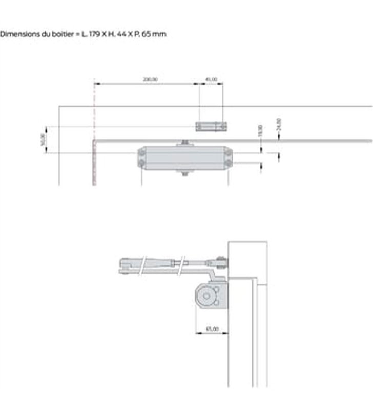 Ferme-porte Bricard Blanc bras compas fermeture automatique jusqu’à 60 kg Force 3