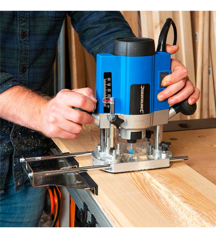 Défonceuse plongeante électrique 1020W bois 8 mm vitesses variable Silverline 329863