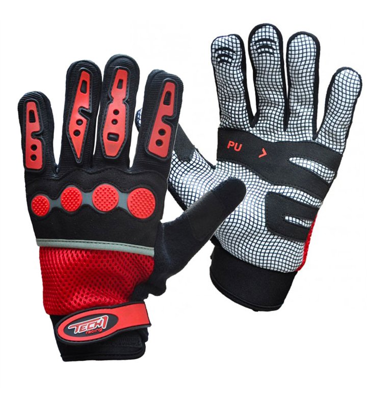 Gants motocross VTT en néoprène noir et rouge Taille 9