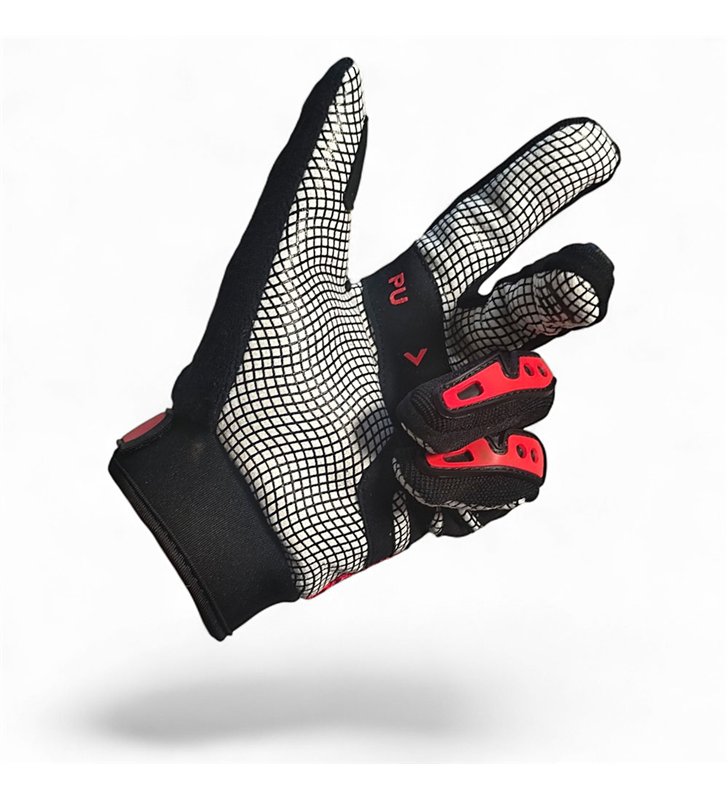 Gants motocross VTT en néoprène noir et rouge Taille 9