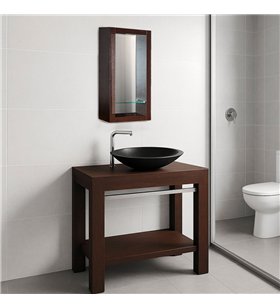 Ensemble meuble sous vasque 85 cm avec miroir Bois wengé Pour vasque à poser