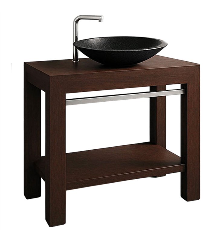 Ensemble meuble sous vasque 85 cm avec miroir Bois wengé Pour vasque à poser